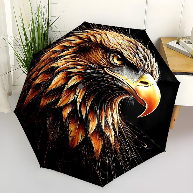 1pc Eagle Head Fashionable Automatic Opening/Closing Folding Umbrella with 8 Iron Bones, Plastic Handle Yy251015075