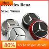 Car Sticker AMG W220 For Benz 4pcs 75mm Black Red Raised Car Styling Wheel Center Cap For Mercedes Benz AMG A0004000900