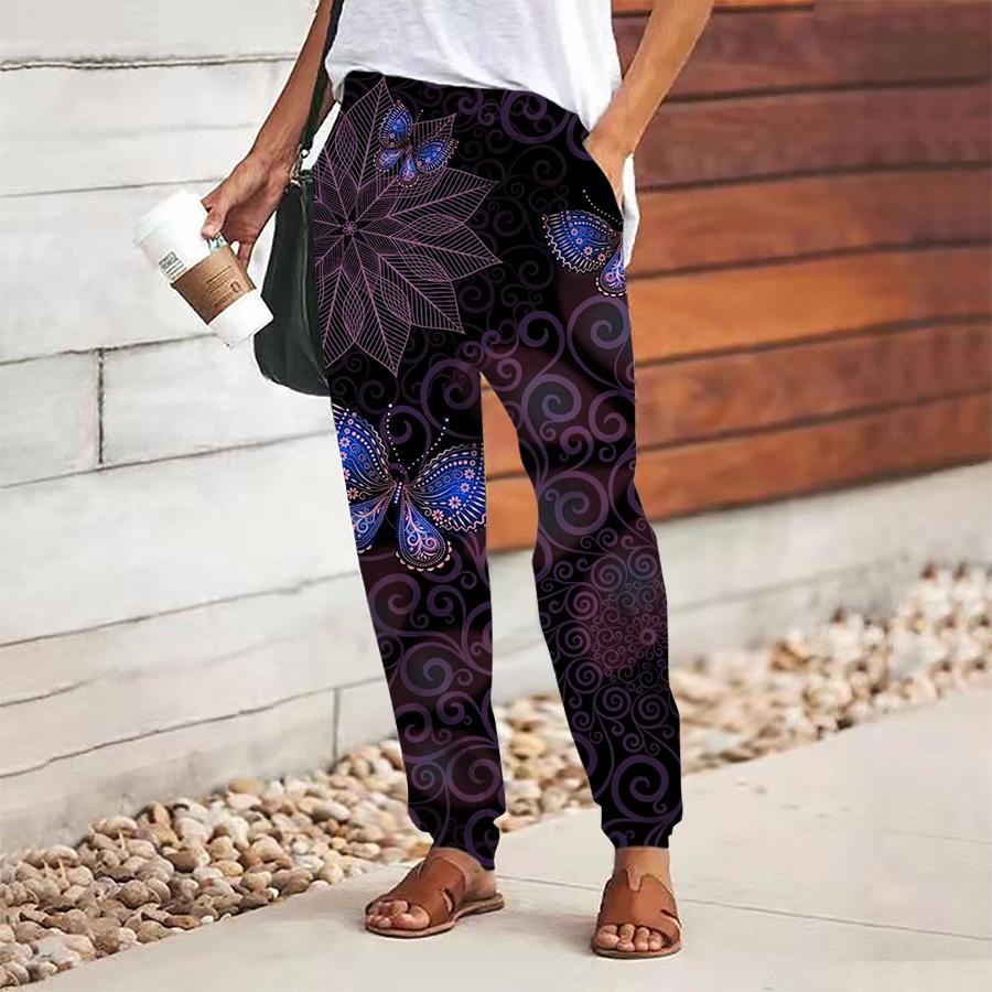 

Женские брюки в стиле ретро с принтом, на шнуровке, с эластичной талией, свободные, повседневные длинные брюки, брюки с карманами XS синий