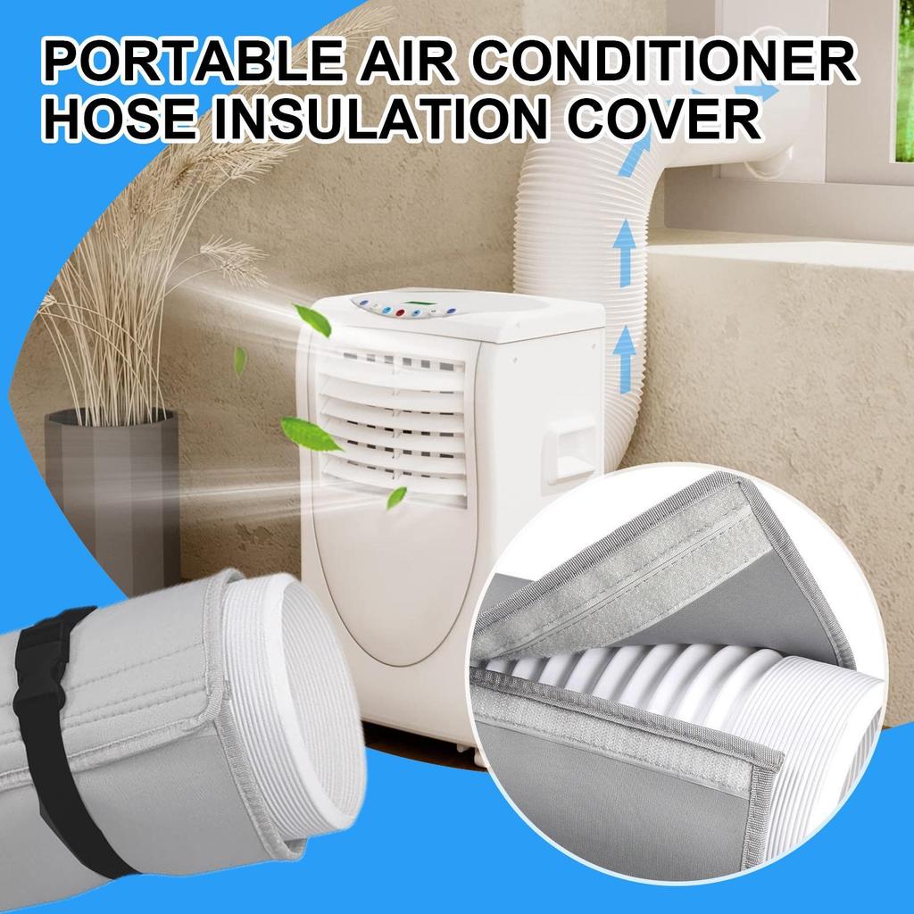 Air Conditioner Hose Protection Cover Insulated AC Hose Duct Vent Cover with 3 Ties Easy Installation for 5.9 Inch Air Condition