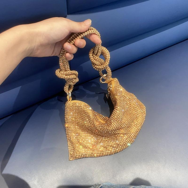 Women'S Bag, Rhinestone Armpit Bag, Diamond-Encrusted Handbag, Pink Bag, Hand-Carried Small Bag, Women'S Bag.