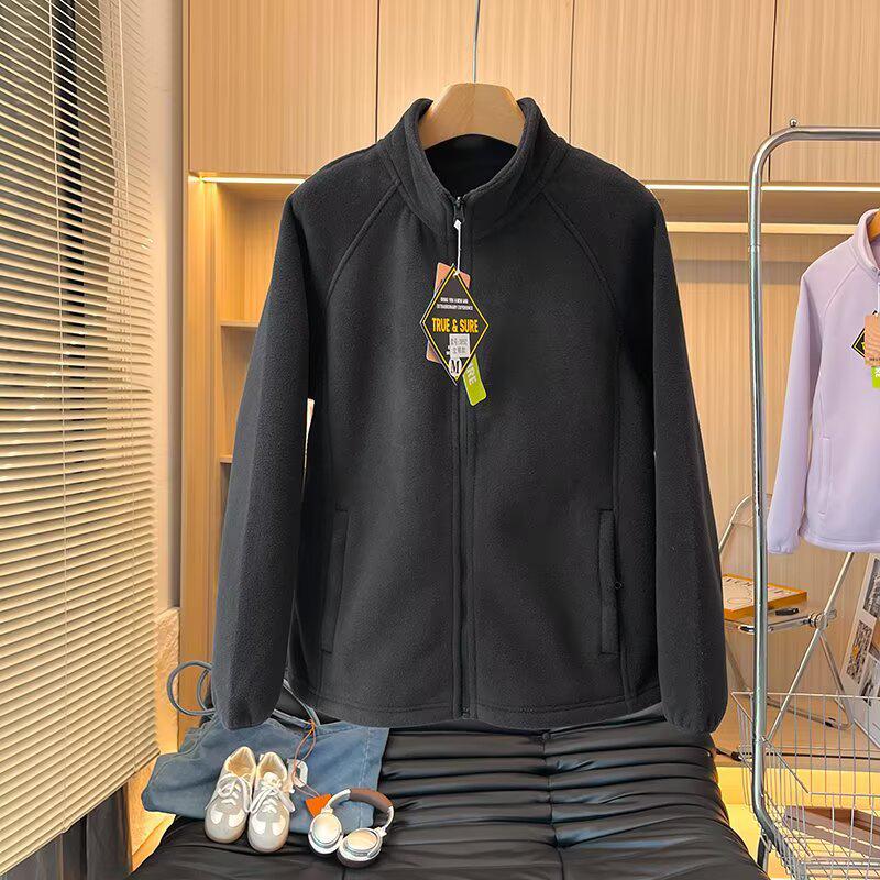 Damska Kurtka Sherpa z Polarowym Podszyciem w Górskim Stylu Outdoor z Kołnierzem Stojącym - Dwustronna, Pogrubiona, Ciepła, Codzienna Odzież Wierzchnia