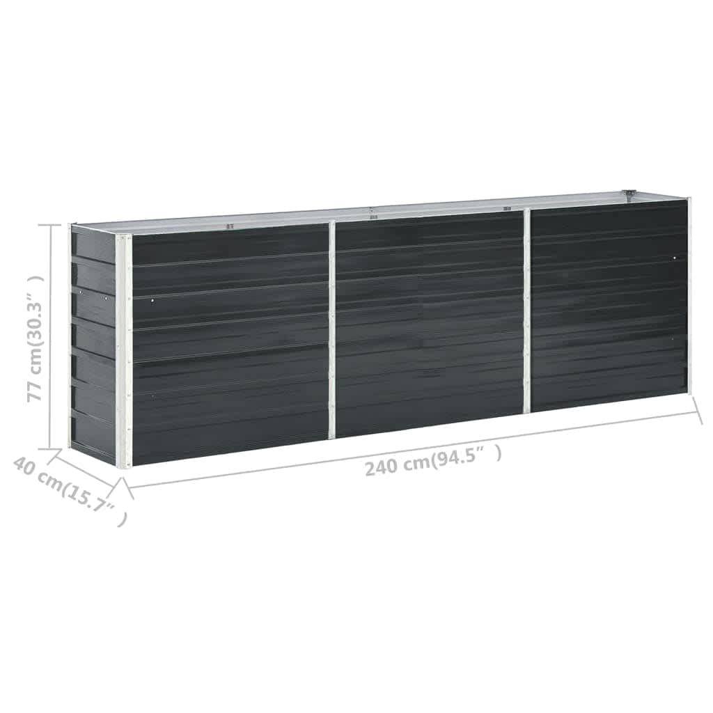 Raised Garden Bed Galvanized Steel 240 X 40 X 77 Cm Anthracite