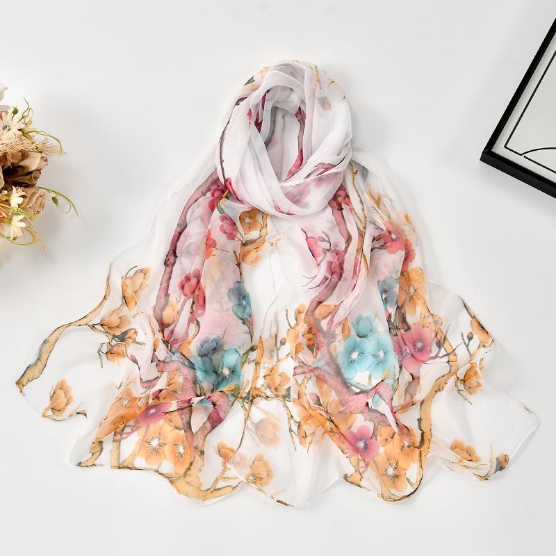 - Fashion Georgette Sunscreen Silk Scarf Beach Scarf Long Women'S Decorative Thin Silk Scarf Scarf
