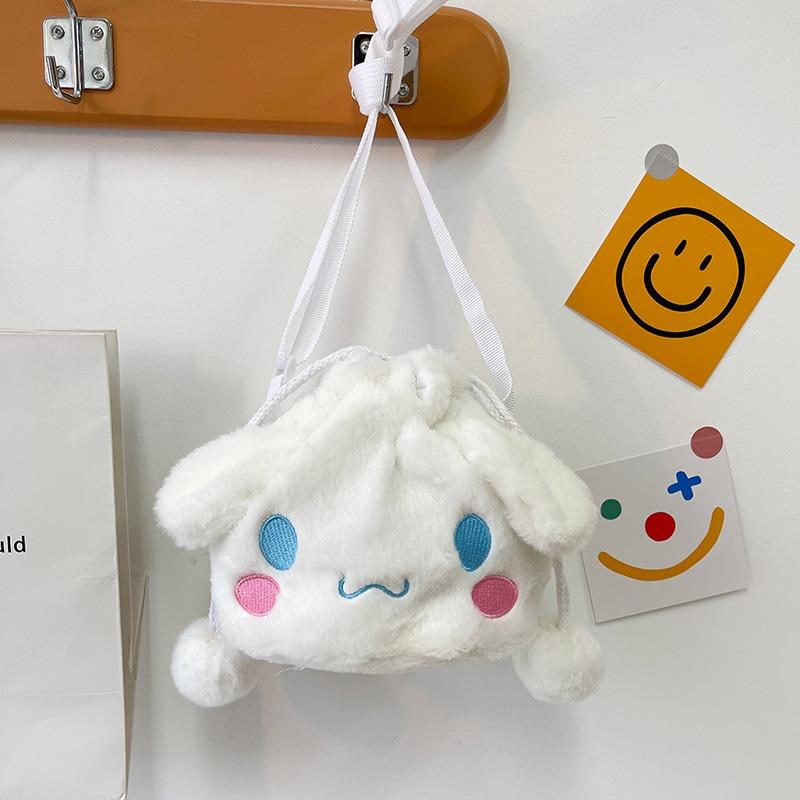 New Cartoon Rabbit Large-capacity Bucket Messenger Bag, Cute Girl Drawstring Plush Bag