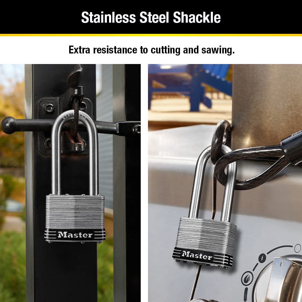 Master Lock 5SSKADLJ Stainless Steel 51mm 64mm Inner Padlock, Keyed, Outdoor, Weatherproof, Rustproof, Wide, Diameter, Anti-Theft