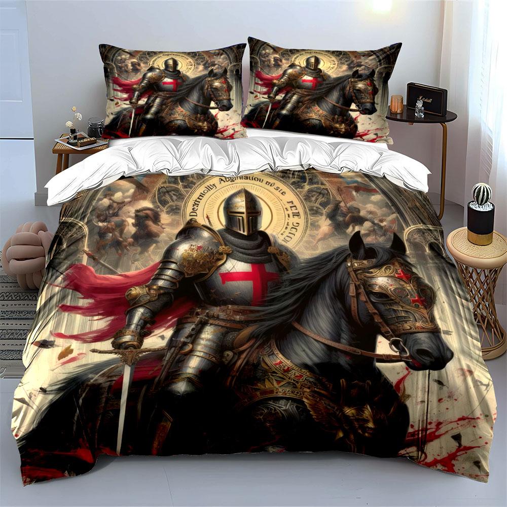"Knight Artwork Decor Set" Soft Skin-Friendly Bedding Set Includes 1 Duvet Cover And 2 Pillowcase Gift