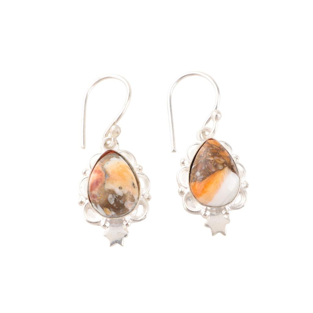 Orange Copper Turquoise Gemstone 925 Sterling Silver Handmade Earrings Jewelry EE-163-39