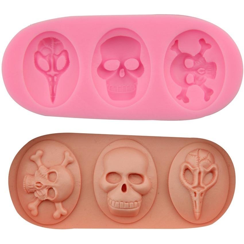 DIY Halloween Candy Pirate Skull Candy Fondant Silicone Mold Sugarcraft Mold Baking Molding Cake Dec