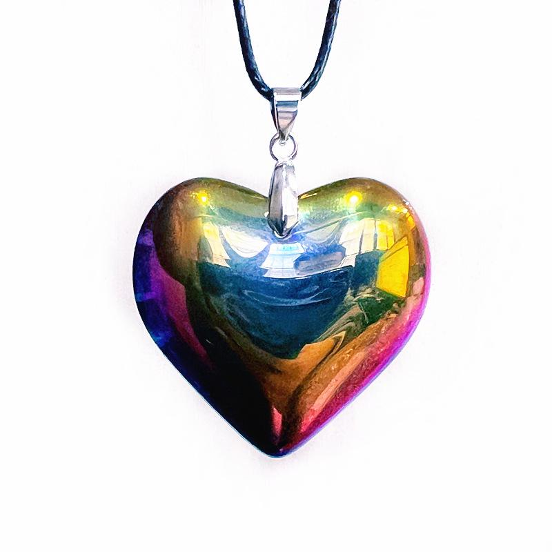 Simple Fashion Large Red Glass Heart-shaped Pendant Black Leather Rope Necklace for Women Hip-hop Punk Jewelry Accessories Gifts