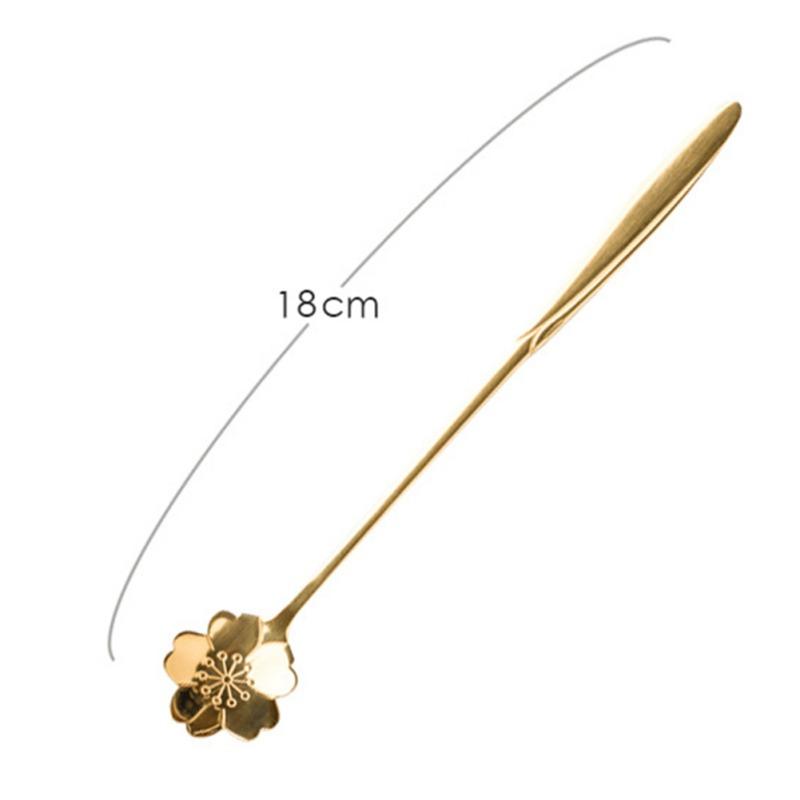 Stainless Steel Tea Spoons Set Gold Silver Flower Coffee Spoon Honey Dessert Ice Cream Scoop Long Handle Teaspoon Tableware