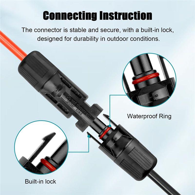 A60zred Black Double Ends Solar Extension Cable 6Mm2 Connector Solar For Photovoltaic Solar Systems Solar Charge Cable Adapterma