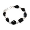 Natural Black Spinel Gemstone Handmade 925 Sterling Silver Bracelet 7-8" ASB-3094