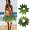 Hawaiian Green Leaf Skirt Beach Grass Leaf Skirt Set Green Hawaiian Grass Skirt Soft Hawaiian Costume For Bonfire Party Prom