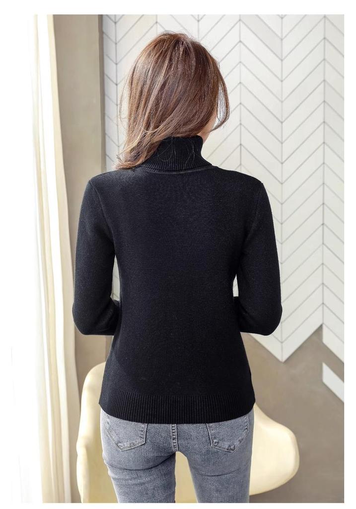 2024 Women's High Neck Plus Velvet Sweater - Thick Knit Pullover for Autumn/Winter