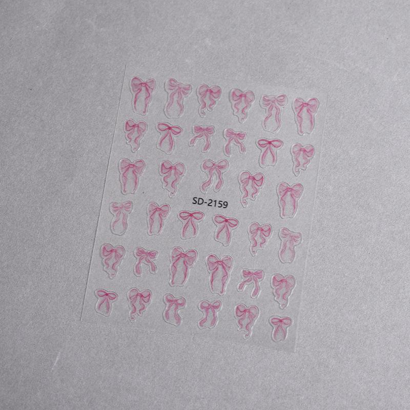 3D Ballet Bow & Ribbon Nail Stickers - DIY Nail Decals & Embossed Ornaments