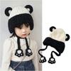 Autumn Winter Warm Hat with Earflap and Chin Strap Ties Cute Cartoon Beanie Cap Soft Bonnet Warm Headwear for Kids