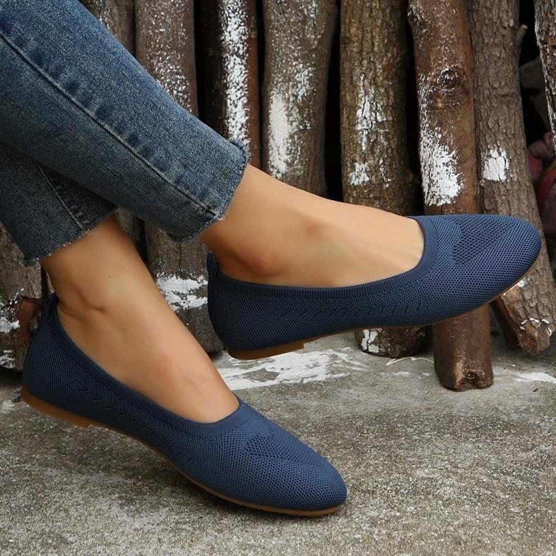 European and American Shallow Mouth Single Shoe Women's 2024 Spring and Autumn New Round Toe Low Heel Casual Mesh Flat Shoes