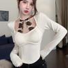 2KWEIRD Square Collar Long Sleeve Bottoming Women Tees Sweet Y2k Aesthetic Bow Sexy Lace Crop Top Japanese Chic Fashion Slim T-Shirts