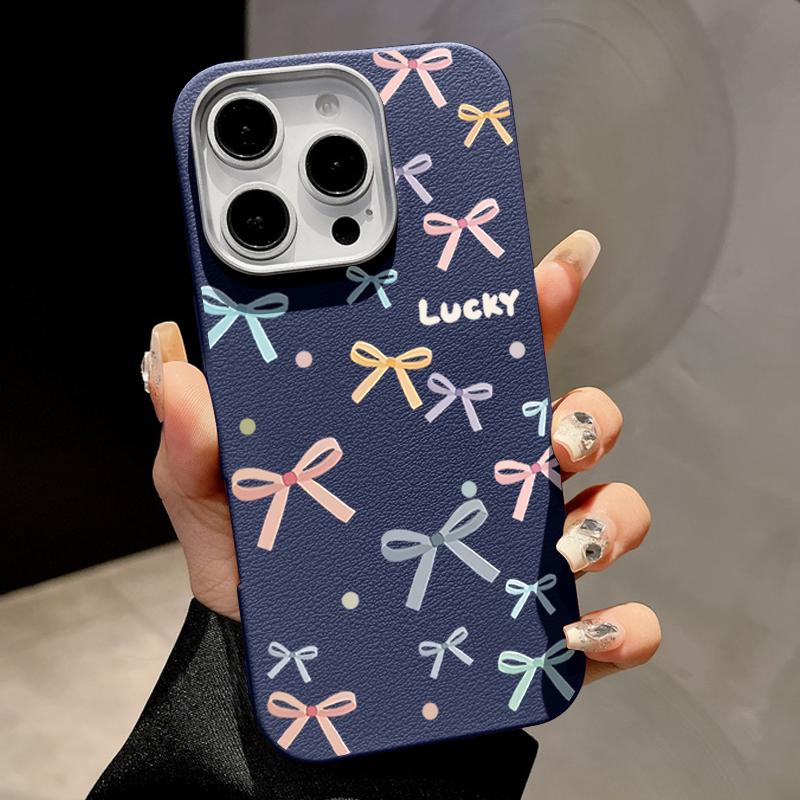 Lovely Bowknot Print Slim Matte for Magsafe Case For iPhone 16 Pro Max 15 14 Pro 13 12 11 Soft TPU Leather Texture Shockproof Magnetic Phone Cover