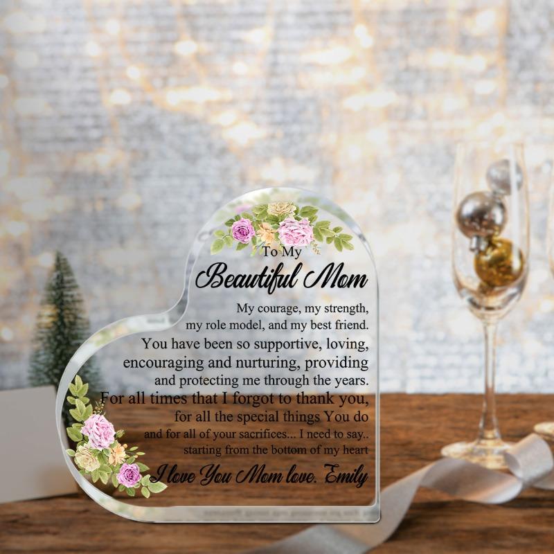 2D Flat Acrylic Gift Desk Decor Plaque, Mom Birthday Gifts, Suitable for Wall Decoration, Porch, Room, Villa, Accents Home, Hallway, or Workplace - Ru