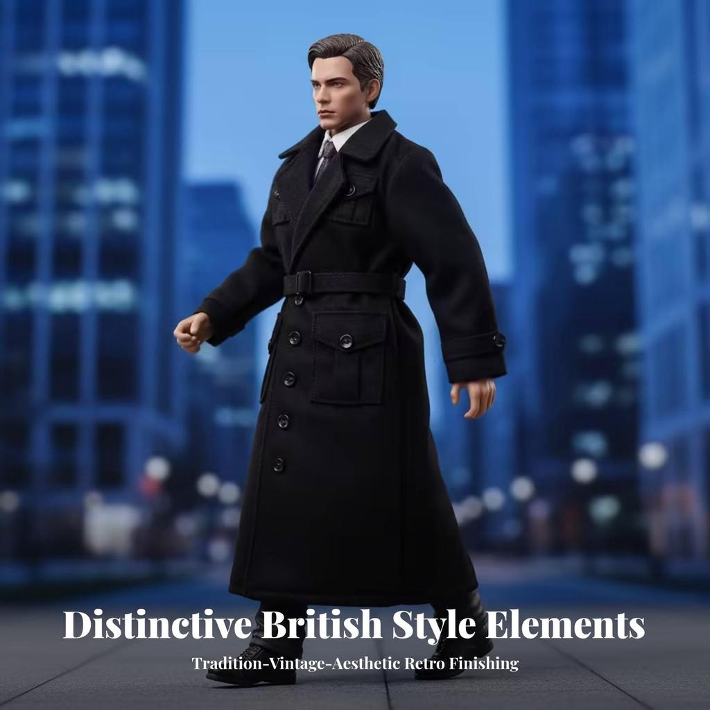 1/6 Scale Trench Coat Waist Belt Black Figure Outerwear