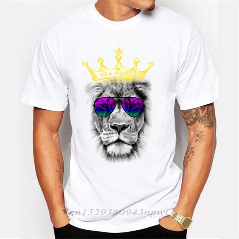2020 T shirt Men Crown Lion 3D White printing Mens Tshirt Fashion Animal Casual ShortSleeve oneck hipster tops harajuku  tee