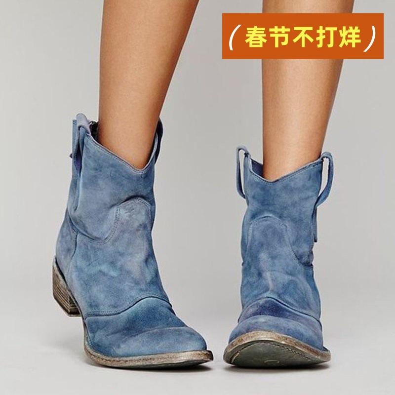 Abierto todo el día por el Festival de Primavera, nuevas botas bajas de otoño e invierno para mujer, tallas grandes 40-48