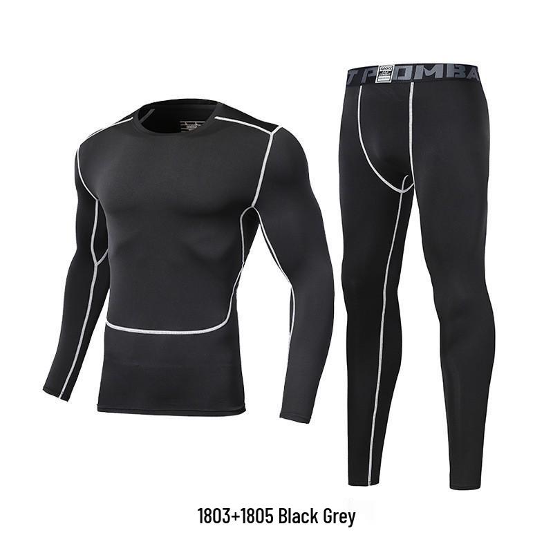 Men's Quick-Drying Elastic Compression Long Sleeve Fleece-Lined Fitness Suit