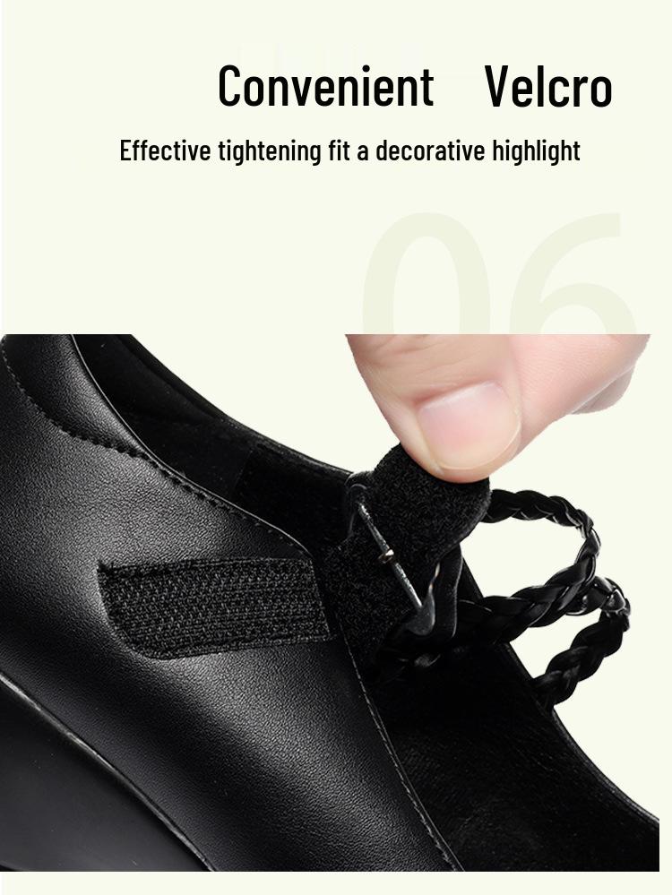 Women's Soft Sole Wedge Heel Cheongsam Shoes - Comfortable Leather for Middle-Aged & Elderly