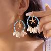 Bohemian Shell Earrings With Geometric Starfish Pendant For Women Summer Casual Wear