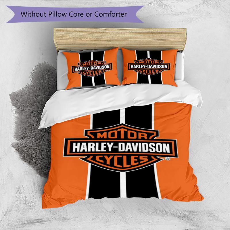 3pcs Duvet Cover Set (1*Duvet Cover + 2*Pillowcase, Without Core), Harley Davidson Print Bedding Set, Bedroom Decor, All‑Season, Gift