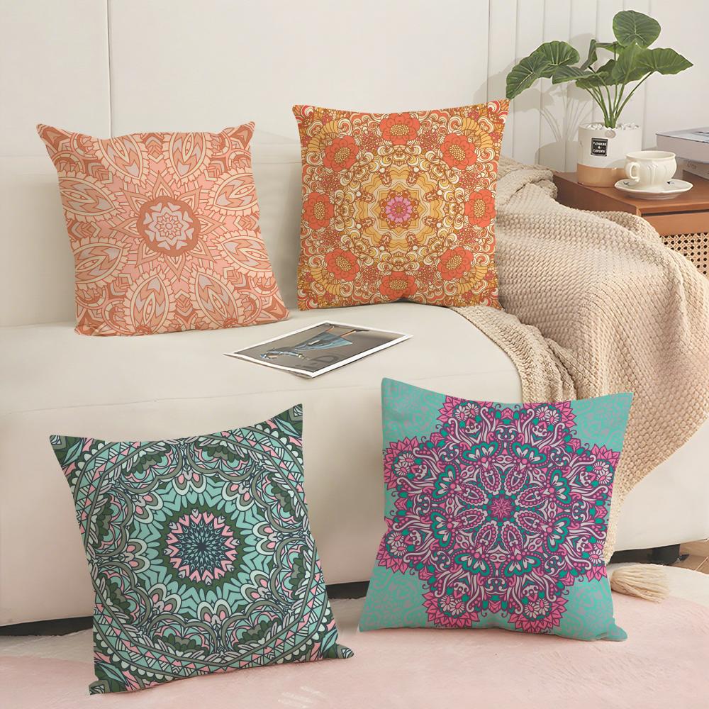 Mandala Bohemian Ethnic Cushion Cover Soft Short Plush Pillow Cover Smooth Cozy Texture Aesthetic Cushion Case Home Decor