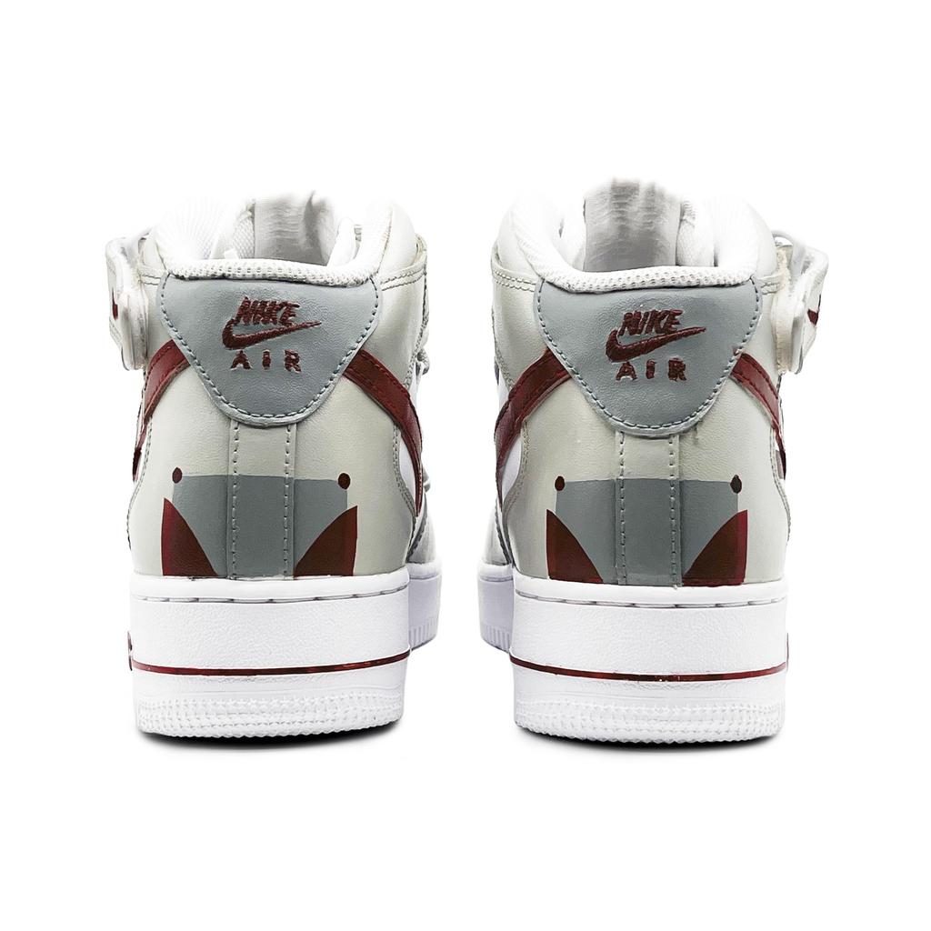 Nike Air Force 1 '07 Air Force 1 Slip Resistant Abrasion Resistant Mid top Skateboard Shoes Men's Gray Red White CW2289-111(Team131-)