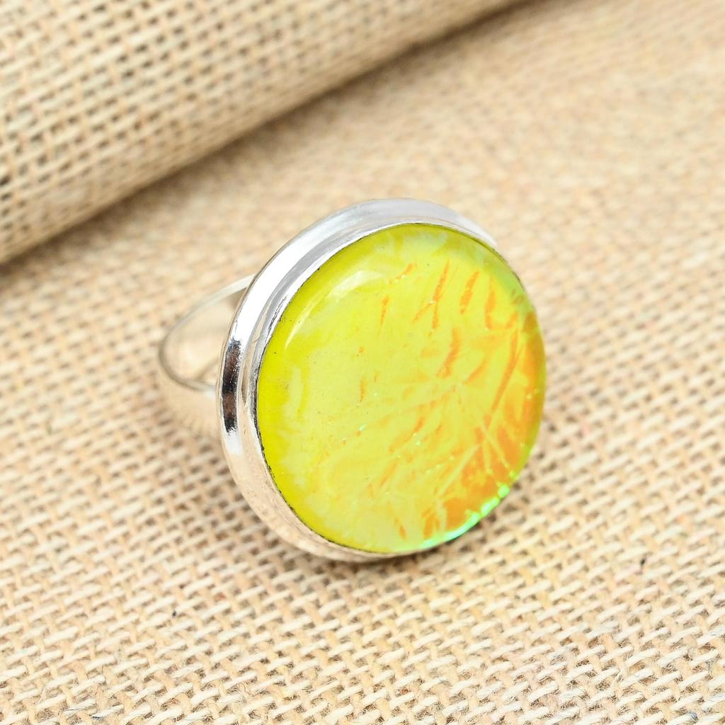 Inel cu piatră prețioasă opală triplet galben australian din argint 925 Bijuterii lucrate manual Cadou de Crăciun