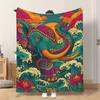 1pc Flannel Blanket Elephant Amid Waves And Lotus Soft Comfortable And Warm This Nap Blanket/Sofa Blanket Is Suitable for All Seas