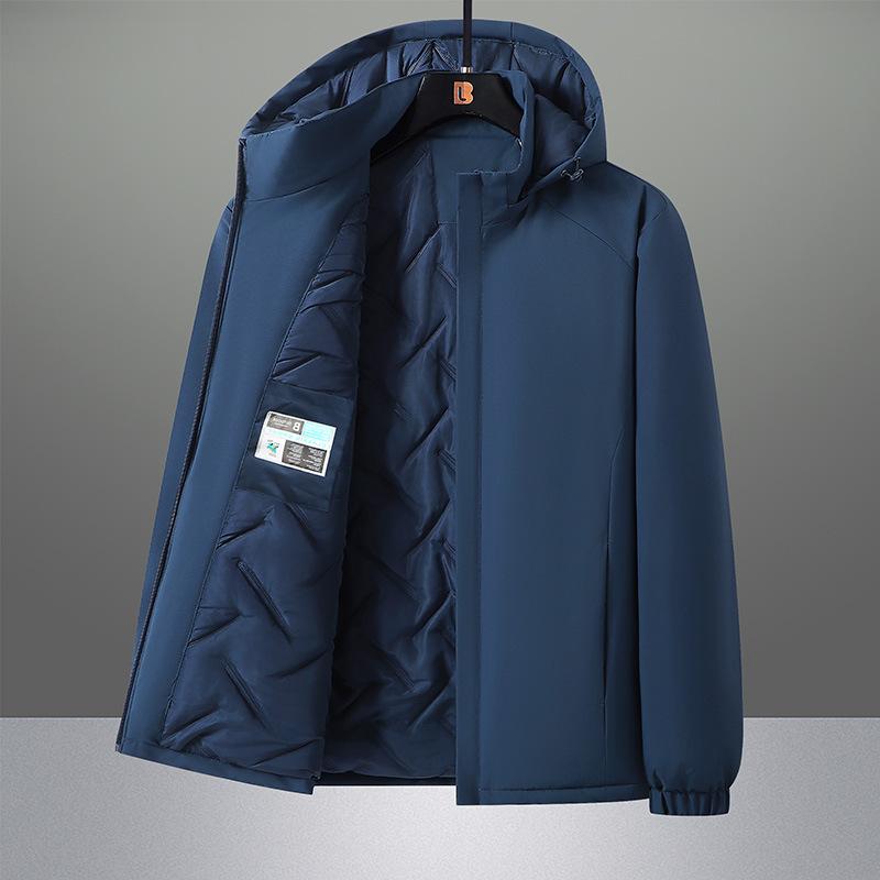 Detachable Hooded Jacket for Men, Simple and Sporty, Versatile, Thick Coat for Men, Windbreaker for Couples, Autumn and Winter Cotton Jacket