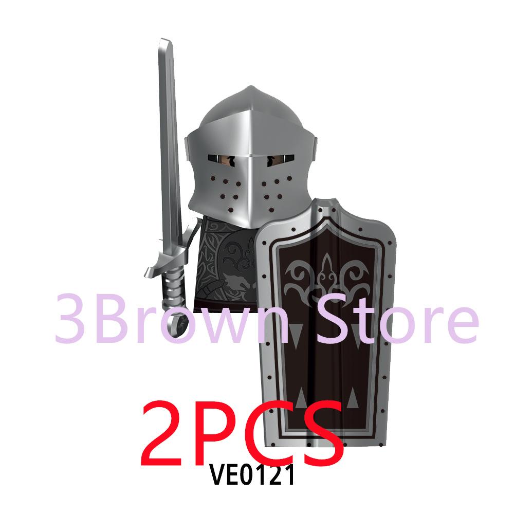 Medieval Building Blocks Accessories MOC Castles Dragon Knights Army Soldiers Warrior Helmets Shields Armors Axes Toy Gift S038