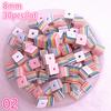 New Jewelry Resin Spacer Square Beads Mixed Striped Pattern about 30pcs 8mm( 5/16") Dia, Hole: Approx 2.0mm