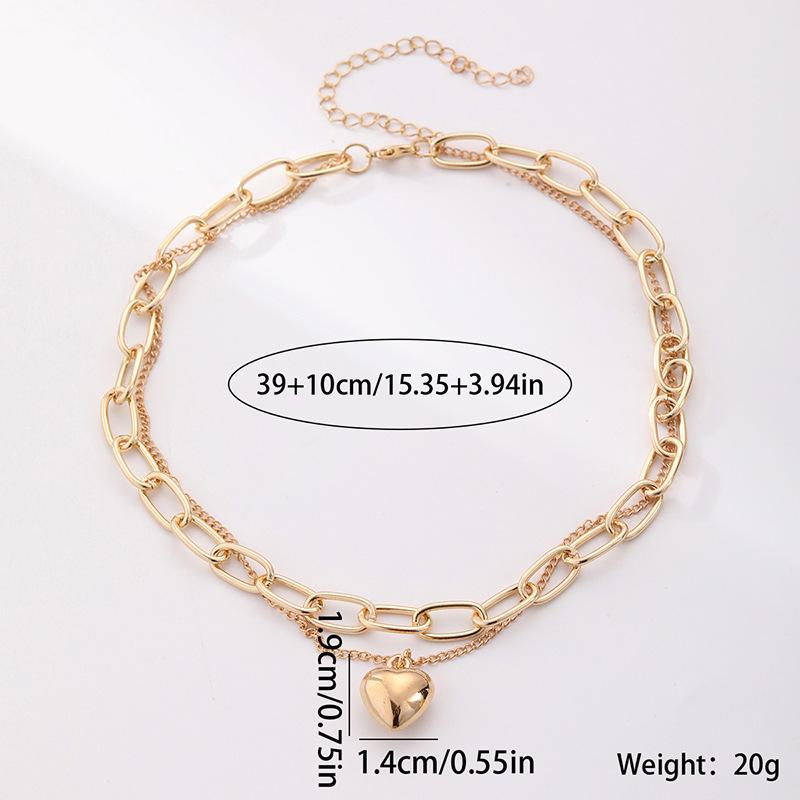 

New arrival necklace heart pendant thick chain heavy metal punk style multi-layer clavicle chain for women