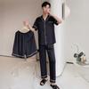 1011 New Summer Men's Pajamas High-end Jacquard Ice Silk Thin Breathable Three-piece Set Simulation Silk Loungewear
