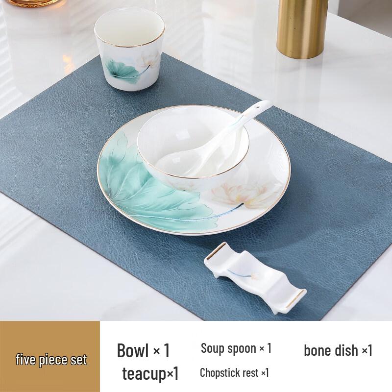 Premium Chinese Ceramic Tableware Set, Gold Lotus