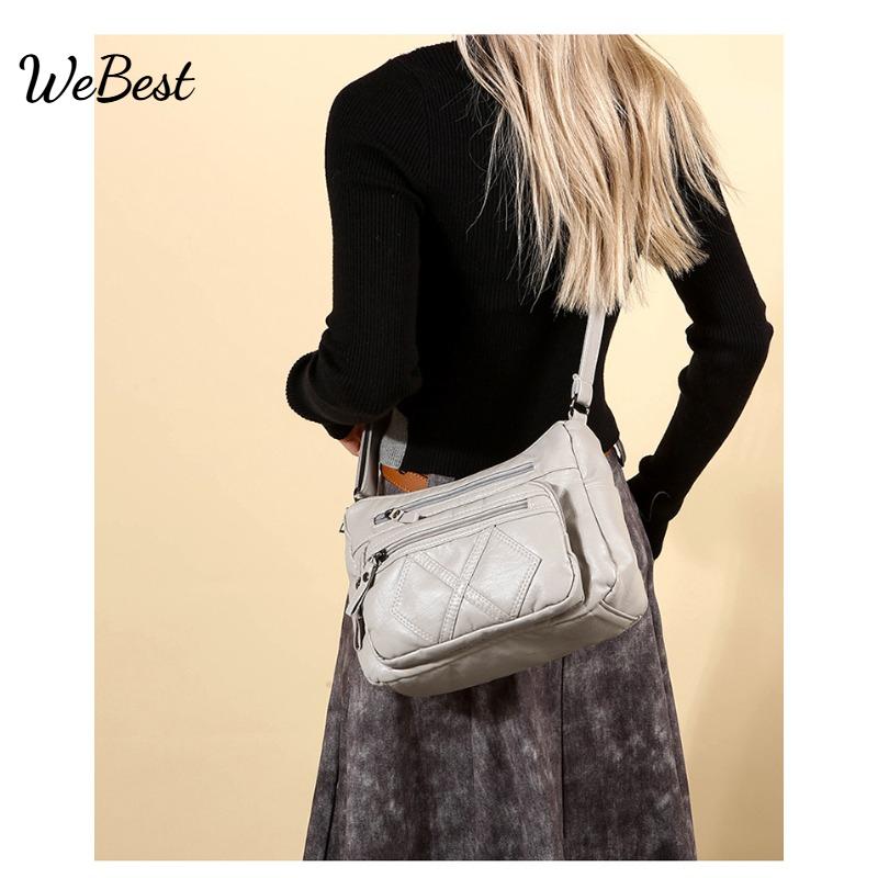 

Multi Layer Large Capacity Soft Leather Shoulder Crossbody Bag коричневий