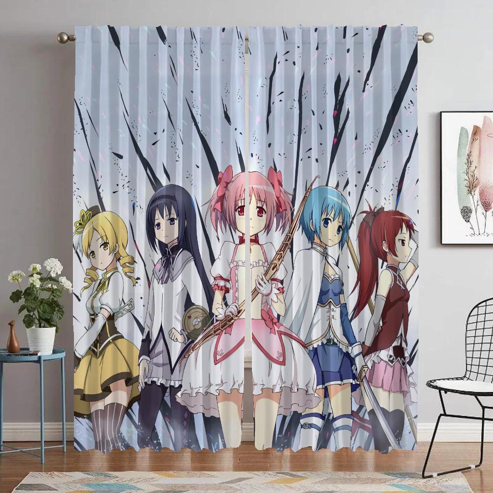 Perdeler Çocuk Odası Puella Magi Madoka Magica Ev İç Mekan Perdeleri Kamera Gölgelikleri için Oturma Odası Perdesi Cadılar Bayramı Dekorasyonu