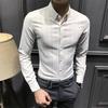 Business Casual Striped Slim Shirts Spring Autumn Turn-down Collar Men's Clothing Long Sleeve Korean Chic Single-breasted Shirts