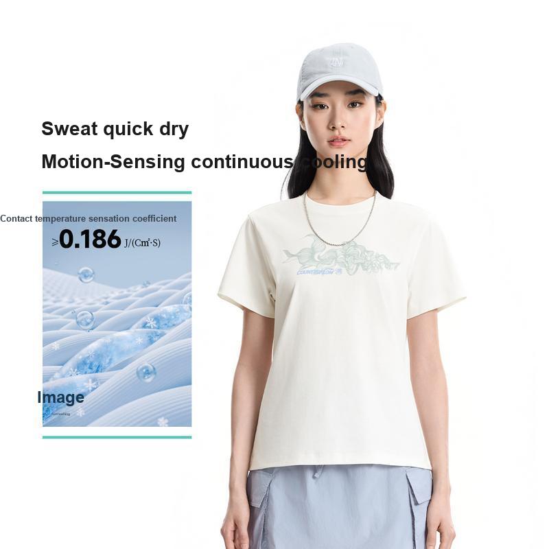 Li Ning Outdoor CF Soft Simple Versatile Round Neck Short Sleeve T-Shirt Women tops ATSW052-1