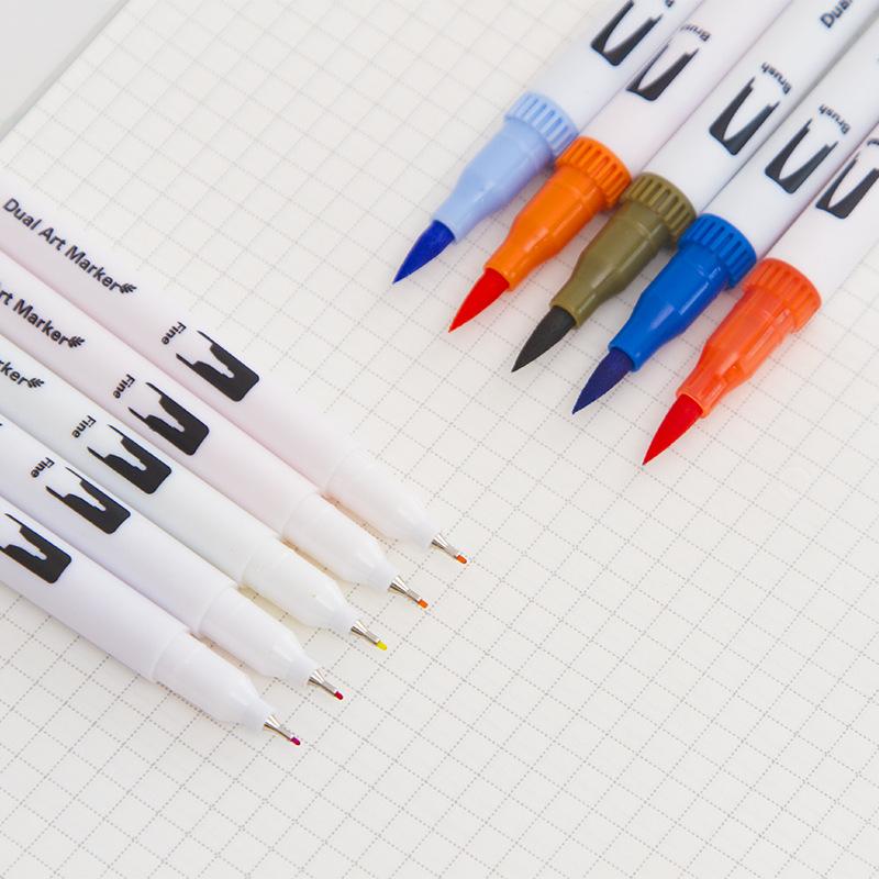60/120 Colors Dual Tip Brush Pens Watercolor Art Markers Set – Fineliner & Brush for Adult Coloring Drawing Sketching Calligraphy