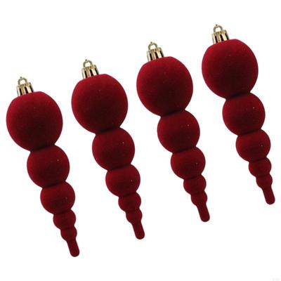 4PCS Soft Flocking Gourd Holiday Ornaments Christmas Tree Decoration With Festival Velvety Texture Hanging Pendants
