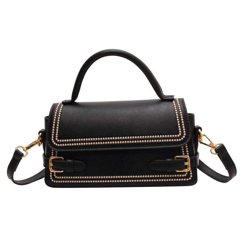 Retro fashion simple texture handbag 2025 spring new versatile shoulder messenger bag small square bag women