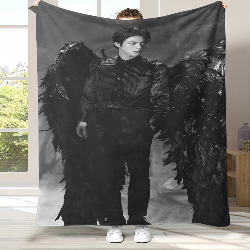 Kim Seok Jin Kpop B-BTS Flannel Blanket,Ultra Soft Warm Plush Throw for Home Bedroom Bed Sofa Cover Office Camping Picnic Gift